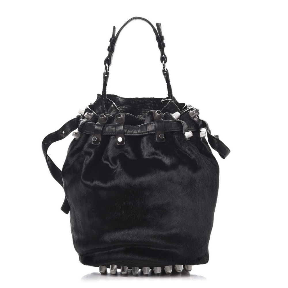 Alexander Wang Black Drawstring Studded Bucket Bag - Picture 1 of 2
